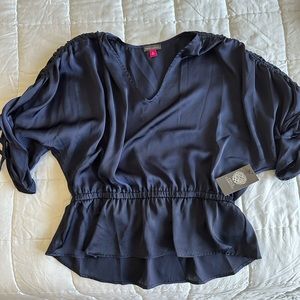 NWT navy silky top